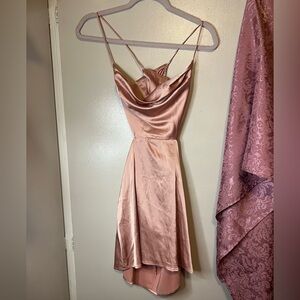 Elegant Pink Satin Slip Dress